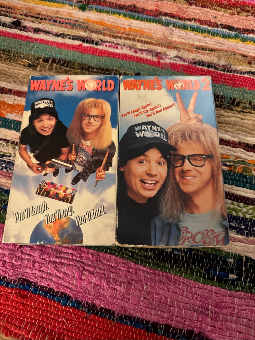 Wayne’s World lot _ 🌎 2 VHS 📼 Cult Classic vintage SNL movies 🍿 w/ Mike Myers.